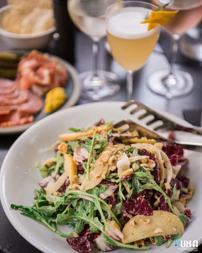 Pear salad and cocktails for Capo and the Spritz. Captured by commercial photographer Kuna Photography.