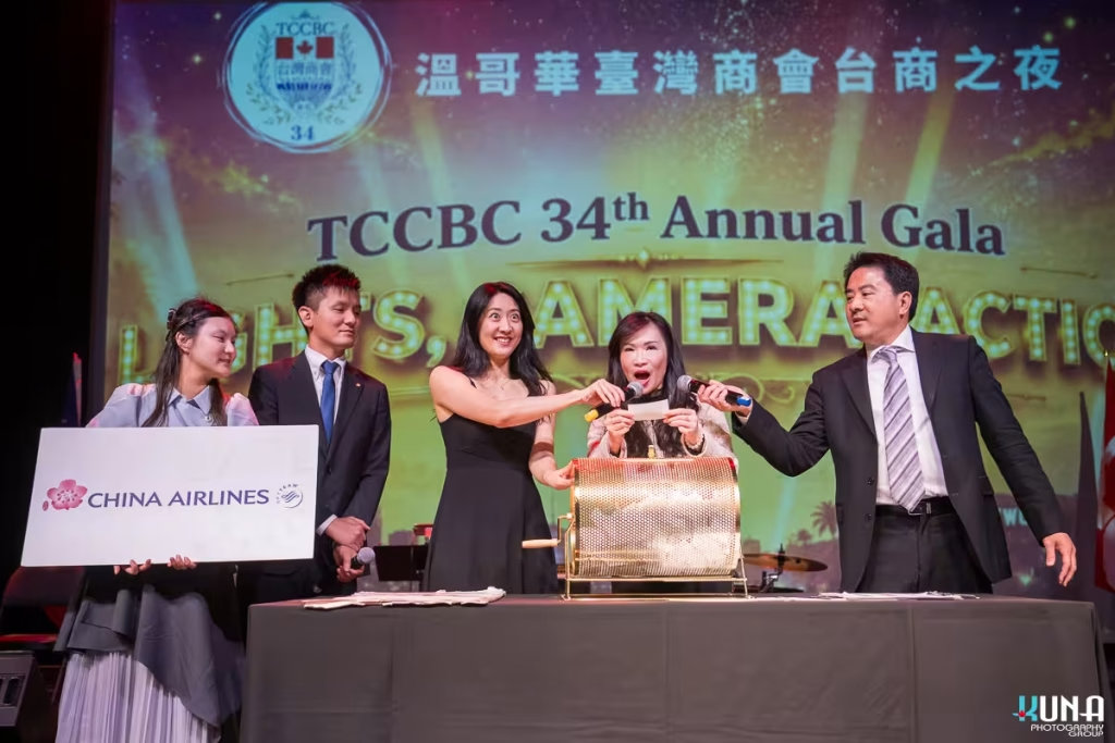 China Airlines prize raffle draw stage photography On stage hosts picking a name for the grand China Airlines ticket prize draw.